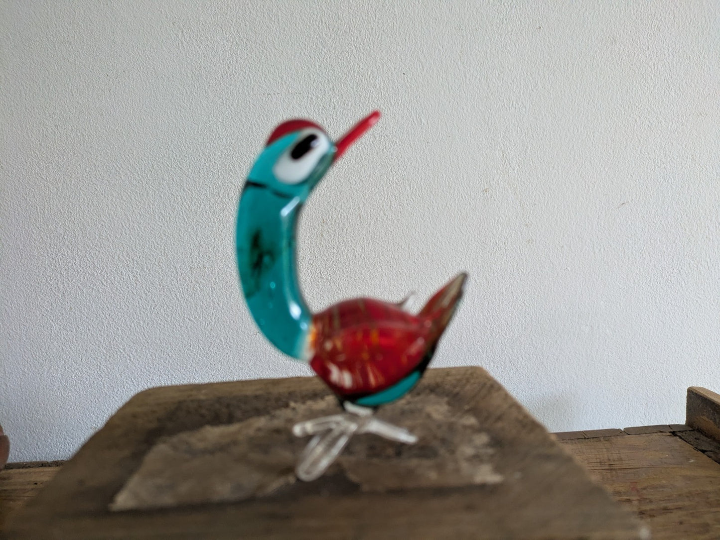 Lampwork Hand Blown Miniature Glass Blue Figurine Duck Swan Geese Bird Vtg Retro