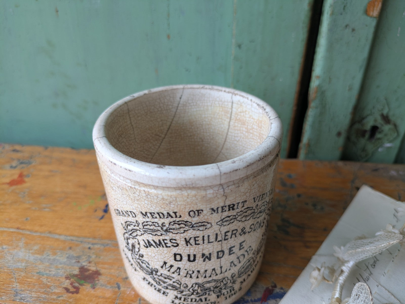 Antique 2 lb James Keiller & Son’s Dundee Marmalade English Advert Pot, c. 1885