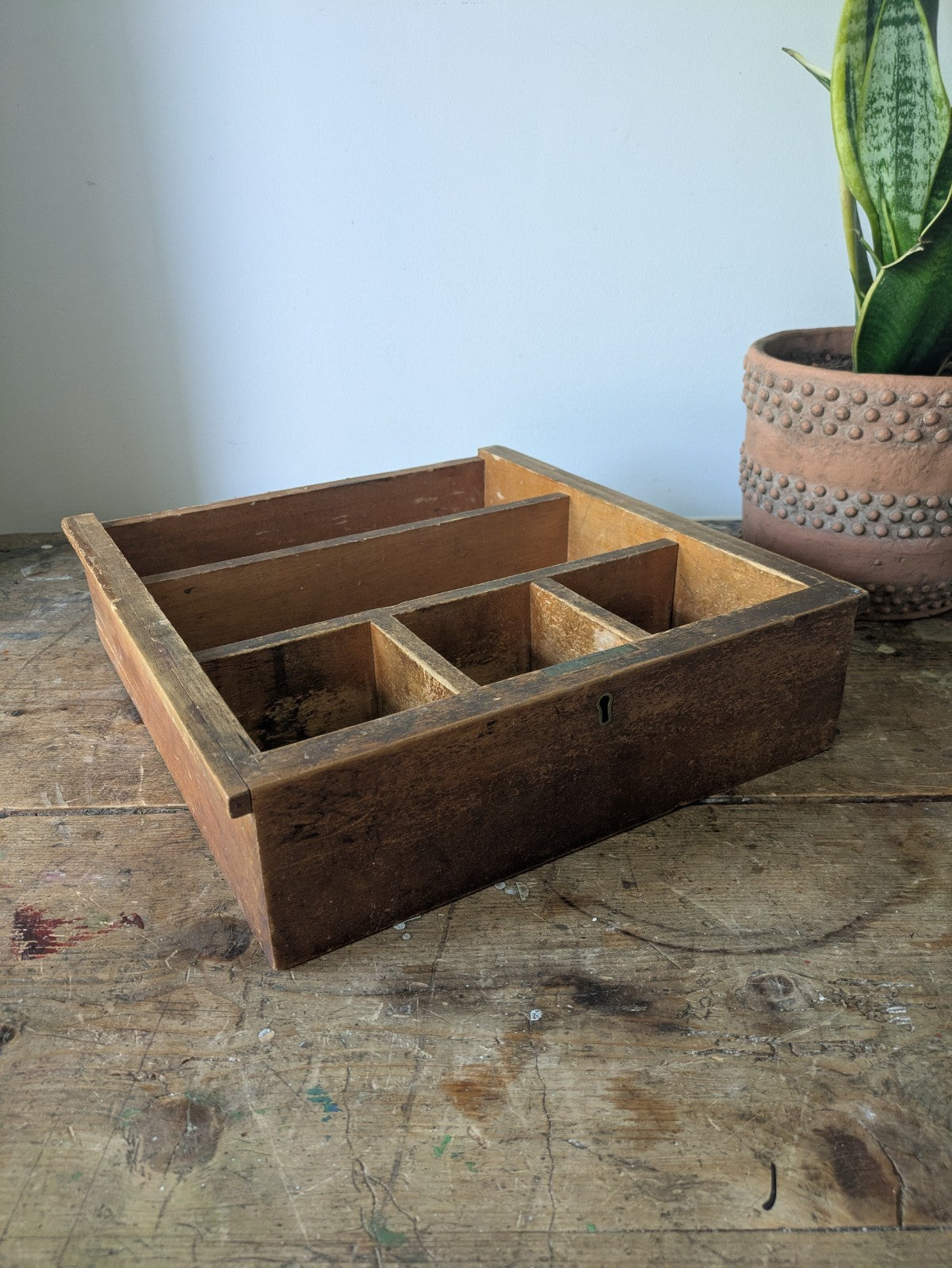 Vintage Antique Cash Till Register Oak Wood Drawer Coin Money Notes Bank Slots