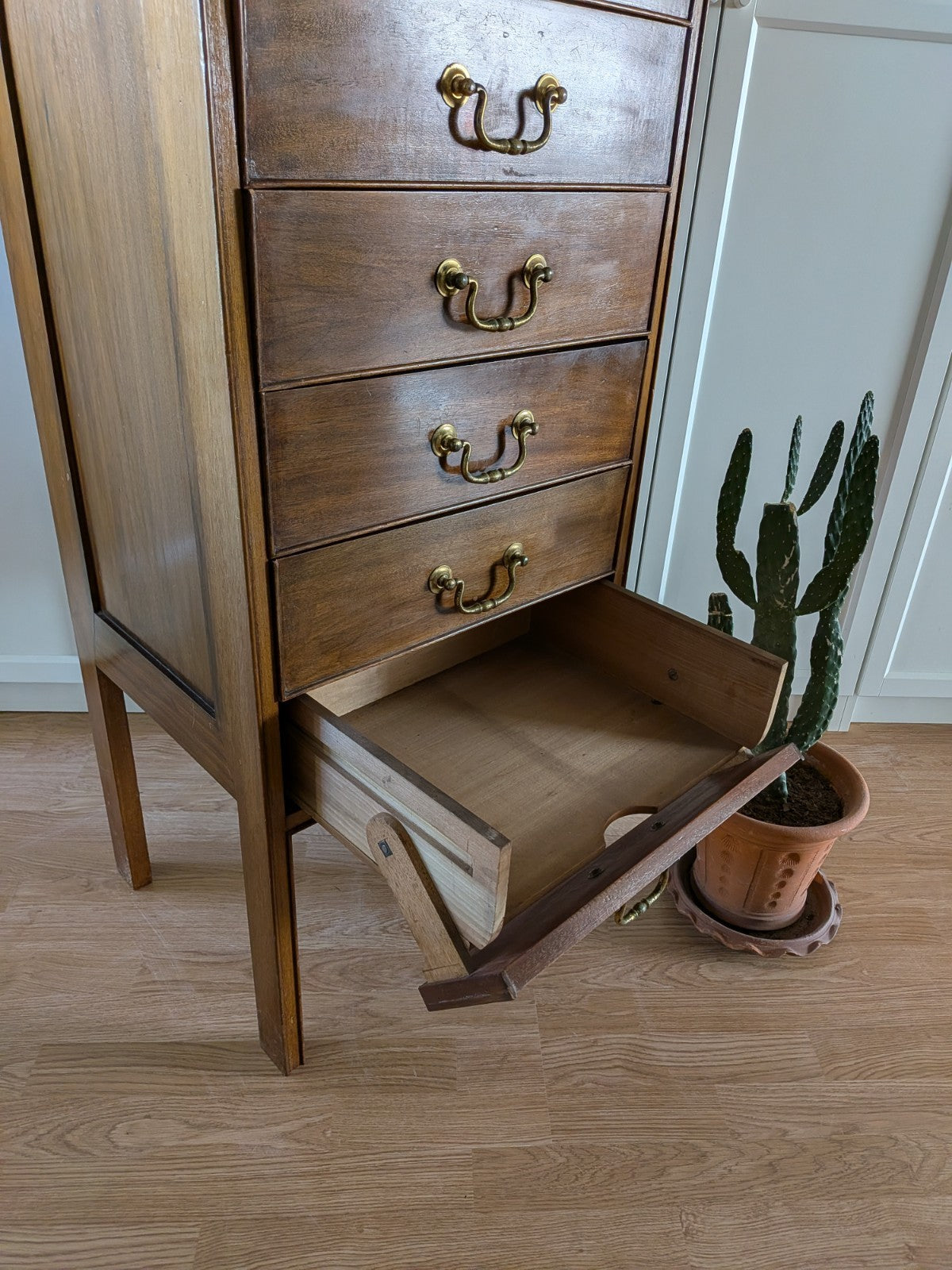 Antique Vtg Edwardian Mahogany Cabinet Chest Sheet Music 6 Drop Front Drawers Vg