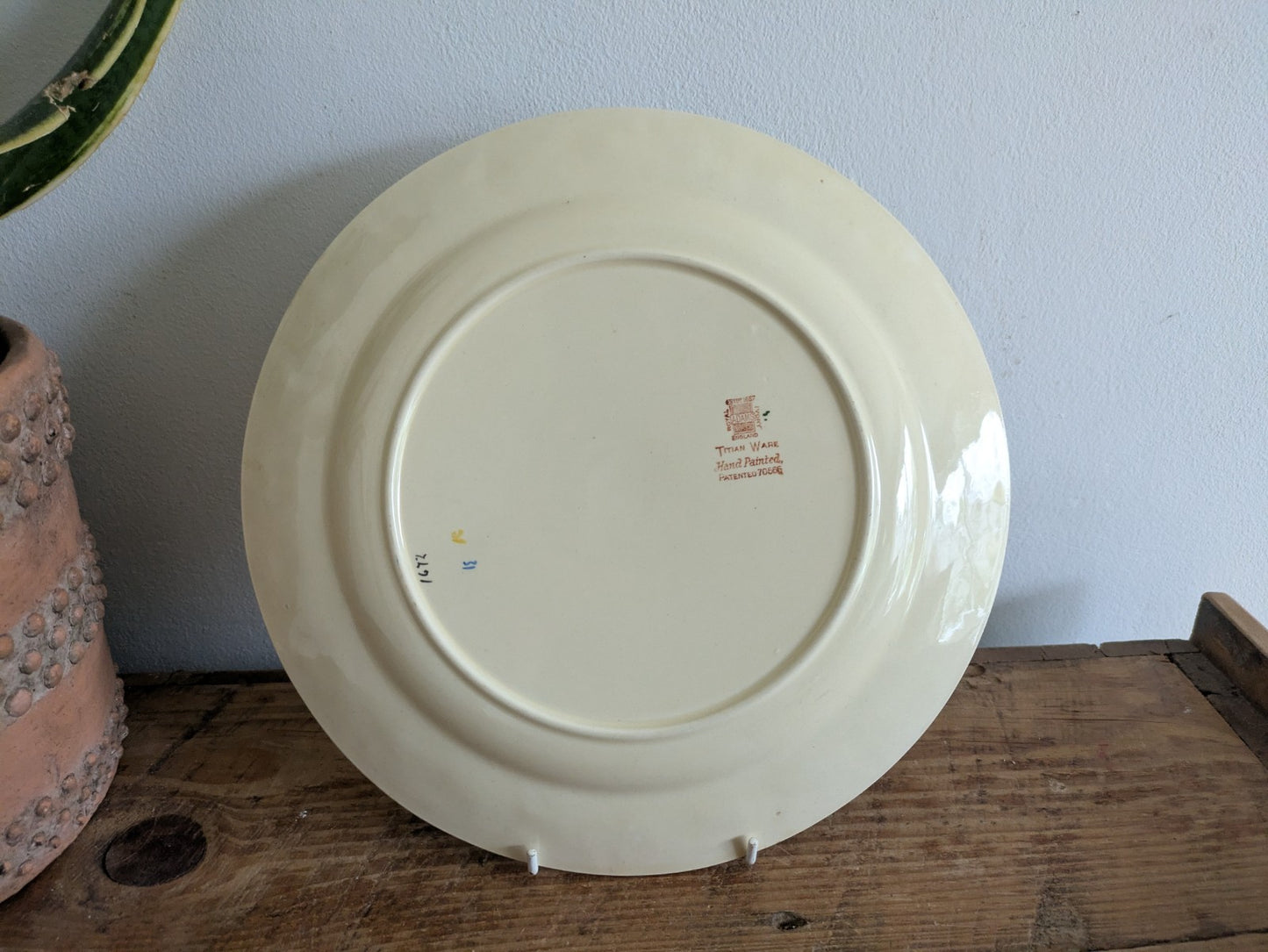 Royal Adams Ivory Titian Ware Dinner Plate Hand Painted Foliage Border Floral!!