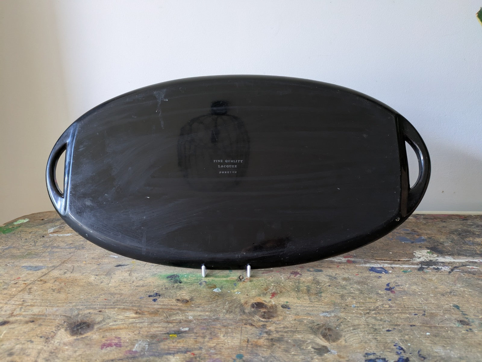 Japanese Obon Tray Lacquer Vintage Kamakura Tradition Carved Large Rare Floral!