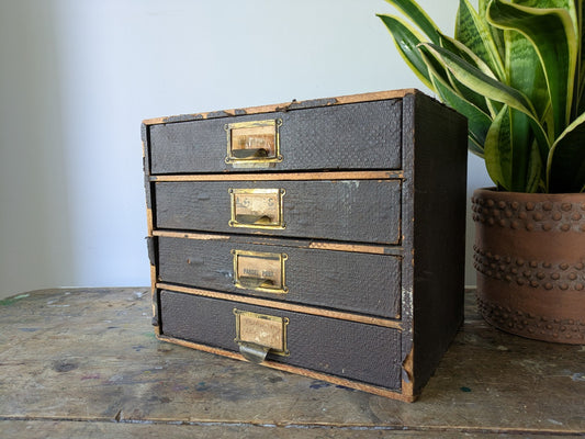 Vintage 4 Drawer Stationary Drawers Box Display Cabinet Industrial Office Desk 