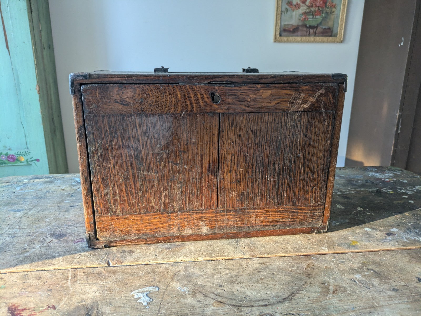 Vintage Oak 1930s Chest Drawer Vintage Engineers Wooden Tool Box Toolmakers Box 