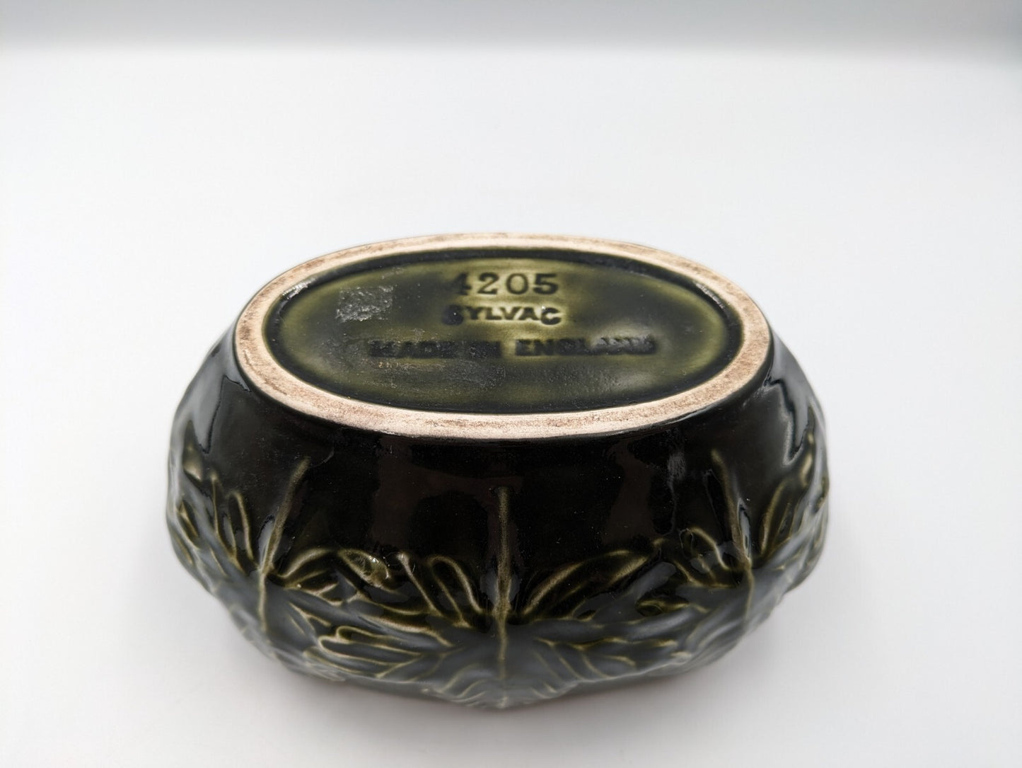 Sylvac 4205 Autumn Leaves Vase, retro, vintage, sycamore Maple Oval Deco Green