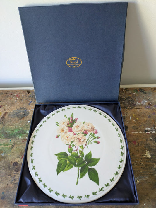 The Regal Bone China Collection Roses Floral Cake Gateau Plate Serving Boxed Vgc