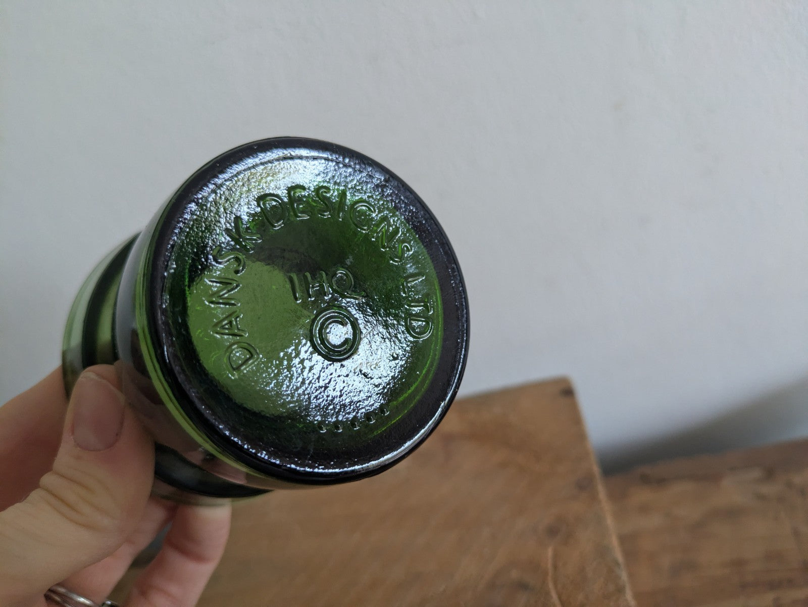 JENS QUISTGAARD Dansk Designs Green Glass Candle Holder 6.4cm High Vintage Retro