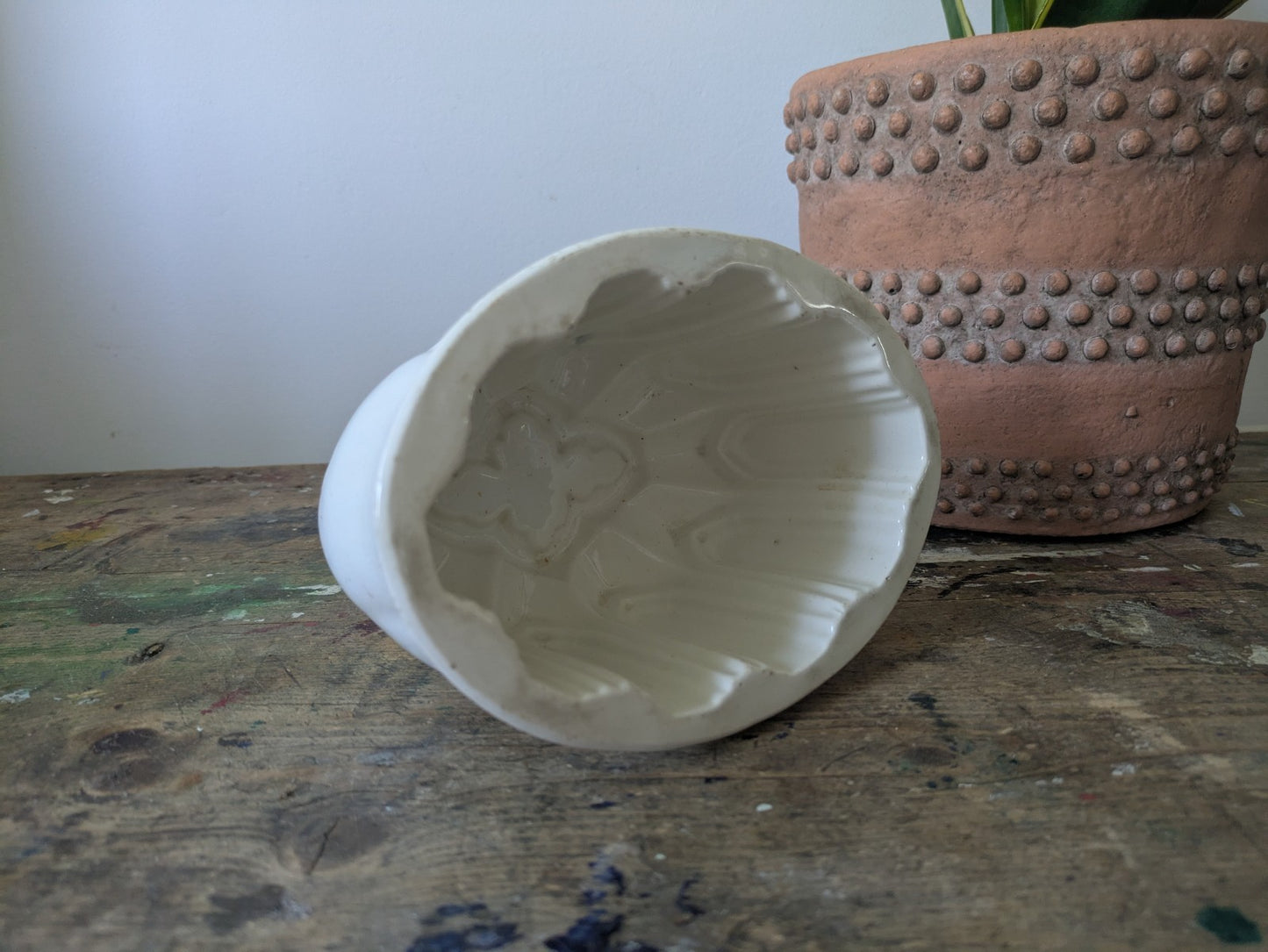 Antique Copeland Ceramic Jelly Mould Oval Design White Vgc Kitchen Prop Decor