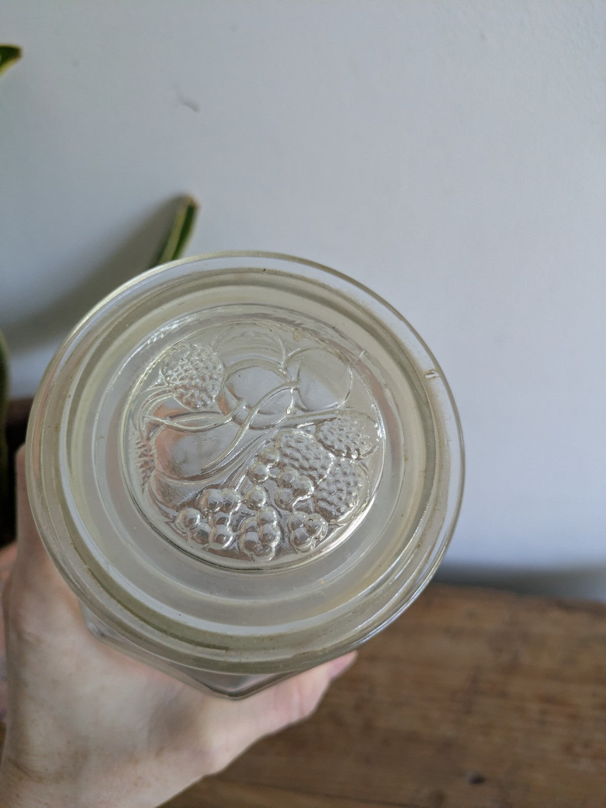 Retro Vintage Embossed Glass Spaghetti Pasta Storage Jar Tall Linguini Container
