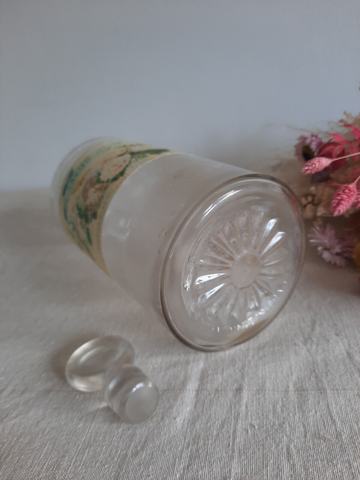 1x Vintage French Large Perfume Savon Au Parfum Glass Bottle France Rare Stopper