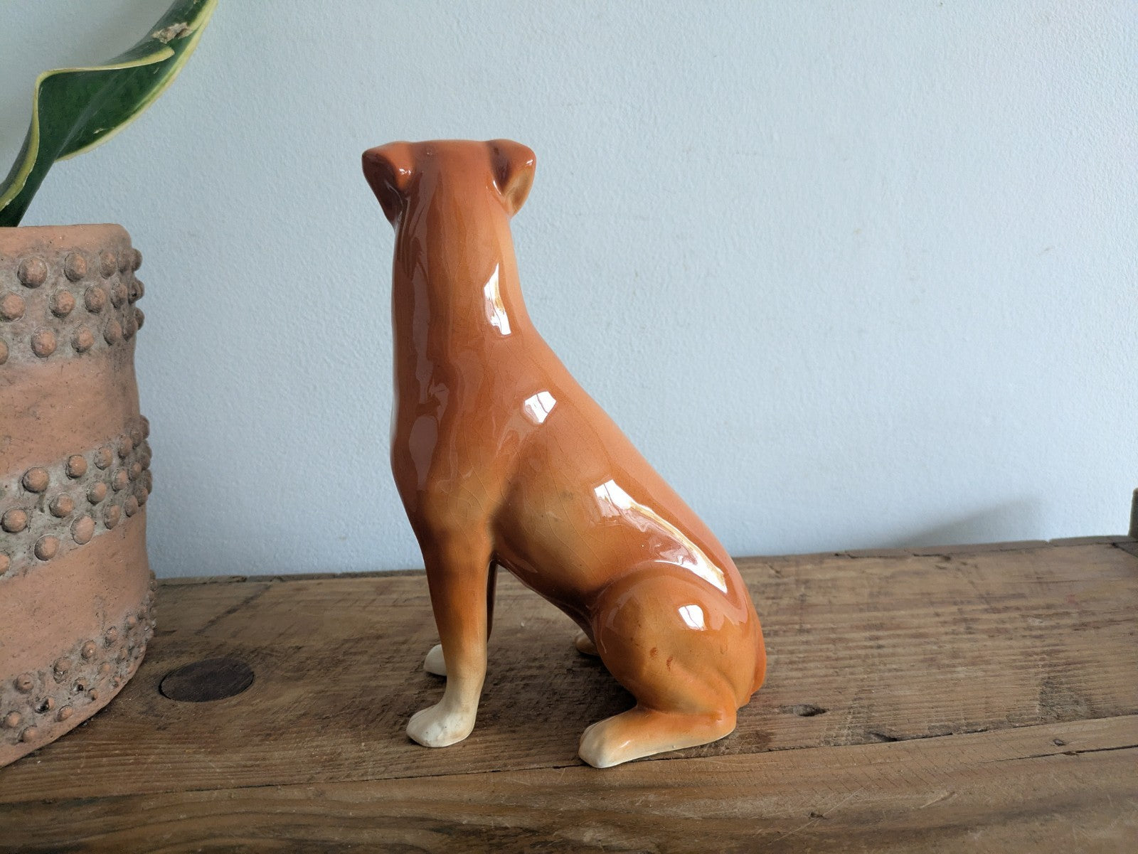 Jema Holland? Ceramic Boxer Dog Figurine Ornament Vintage Prop Old Original 