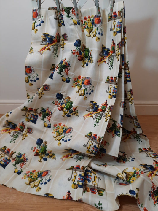 Fabric panel project craft kitchen retro offcut piece cotton large 414cm x 120cm