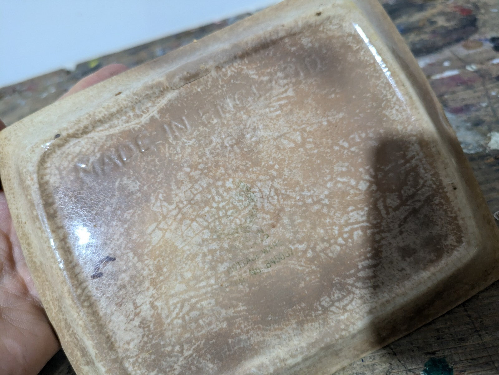 Price Kensington "Ye Olde Cottage" Vtg Cheese Butter Dish Cottage Ware England