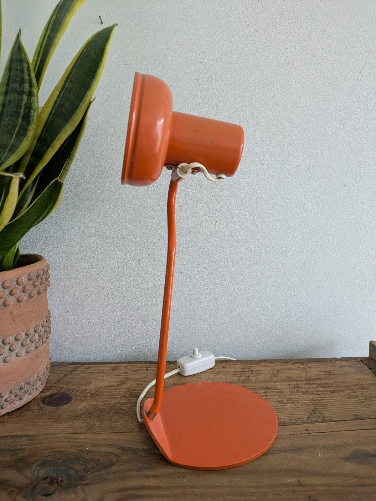 Vtg Midcentury German Leuchten Retro Desk Reading Lamp Light Orange Metal 60/70s
