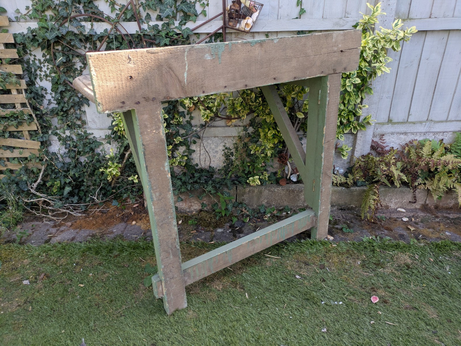 Vintage Antique Folding Table Pine Rustic Drop Down Wall Mounted Primitive Old 