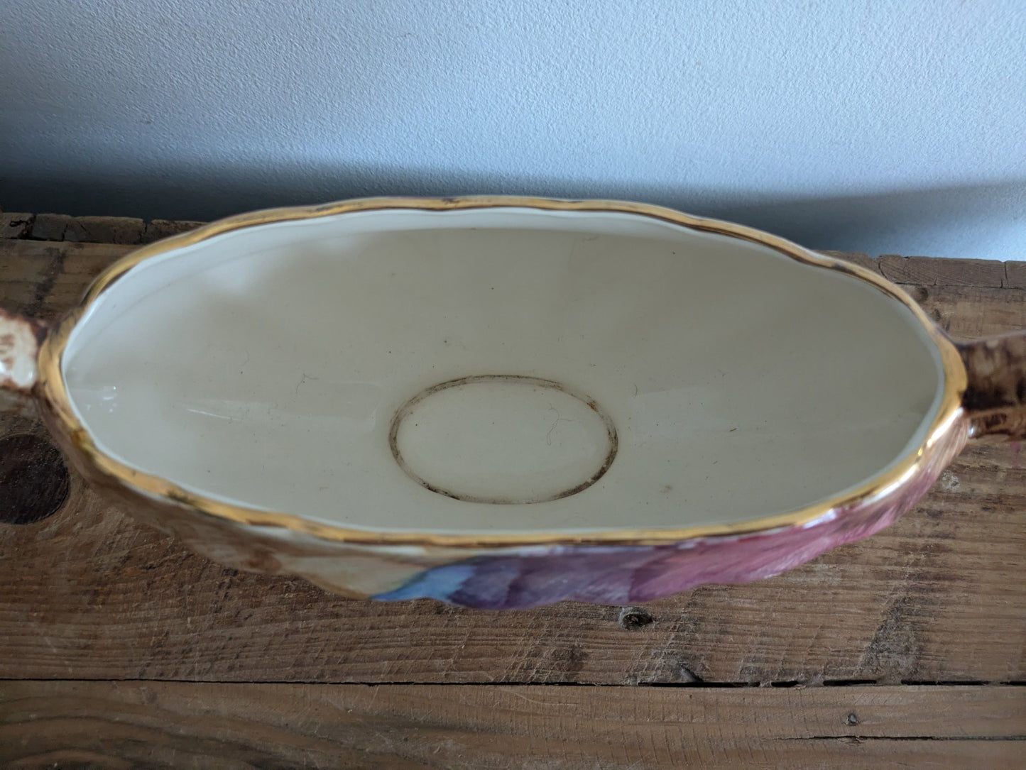 Large Lustre Ceramic Vase Old Court Ware Mantle Handled Brush Stroke Pattern Vtg