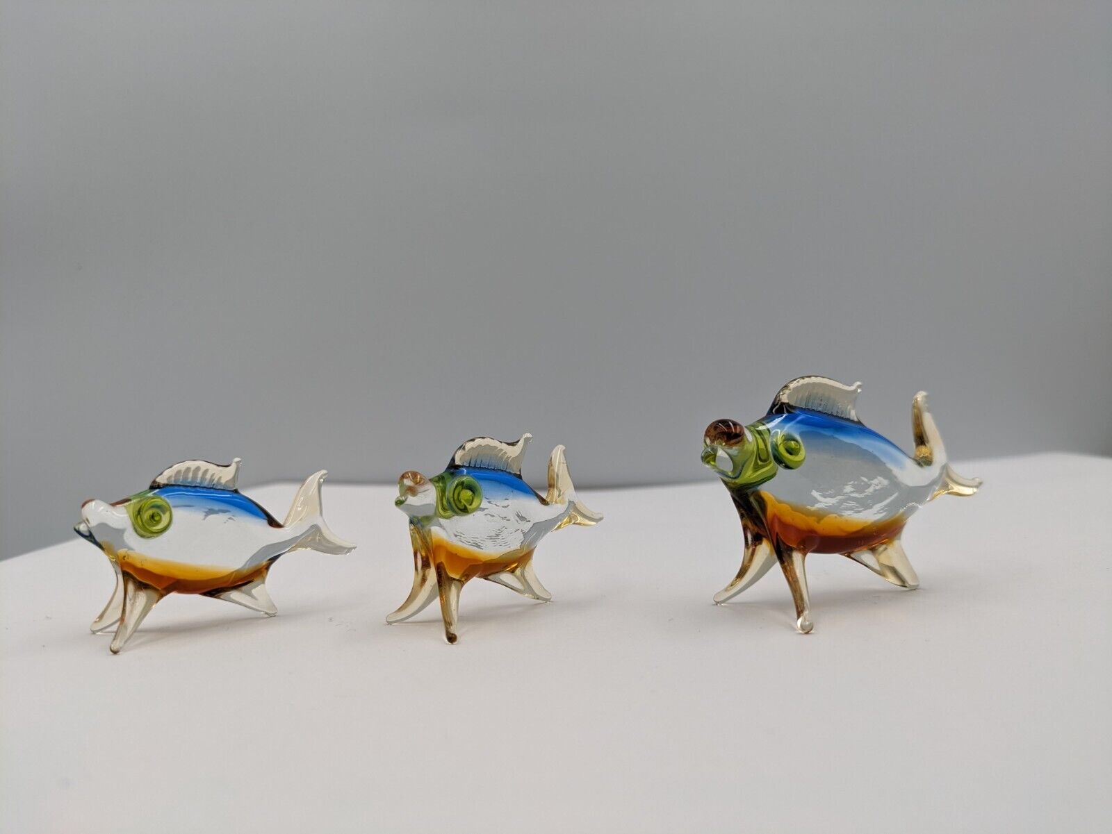 3x Murano Glass Lauscha Glass Bimini Glass Fish Figure Ornament Set Shawl Mini