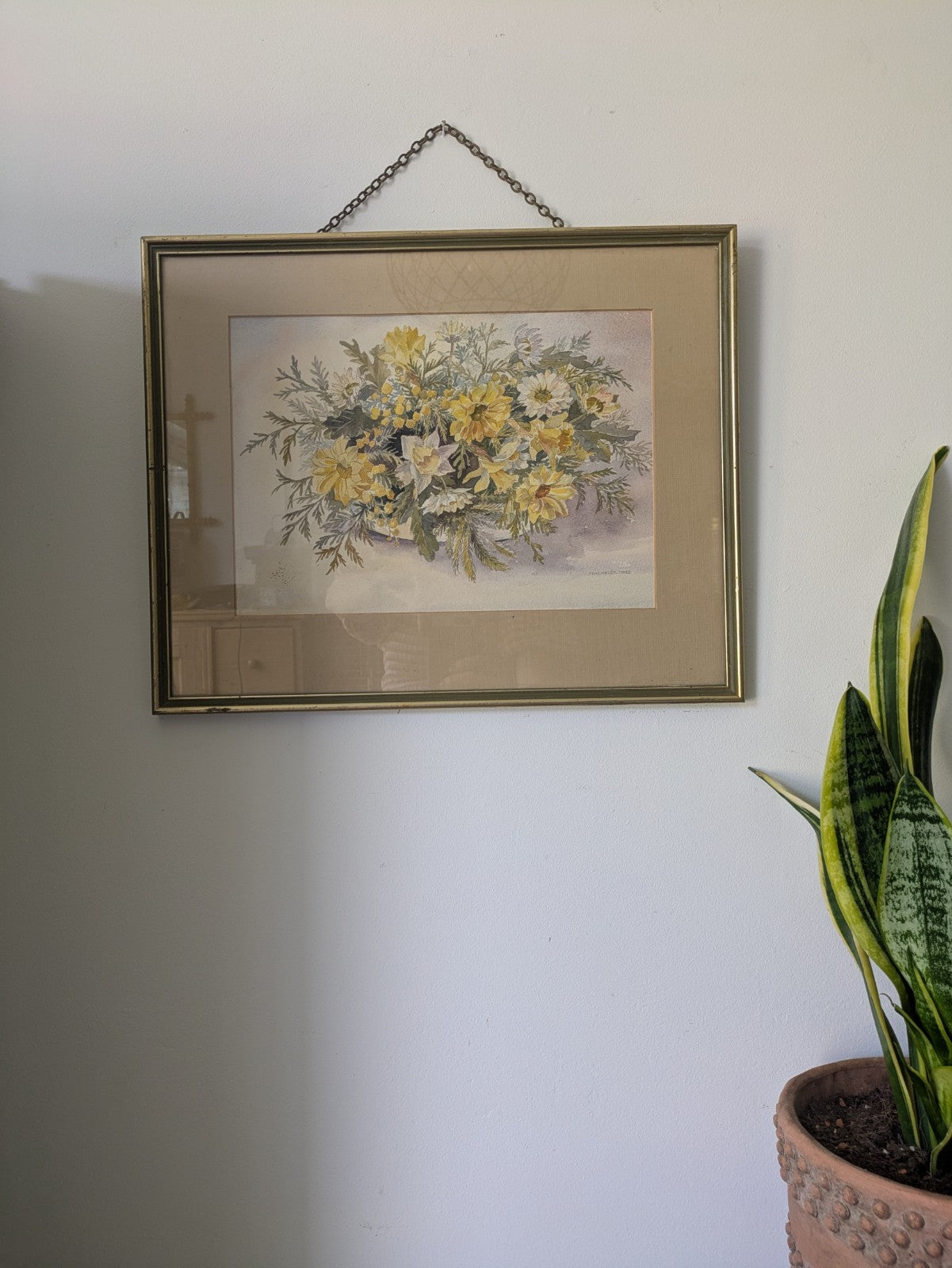 Original Watercolour Painting M W Varley Spring Bouquet Floral Vase Flowers Vgc