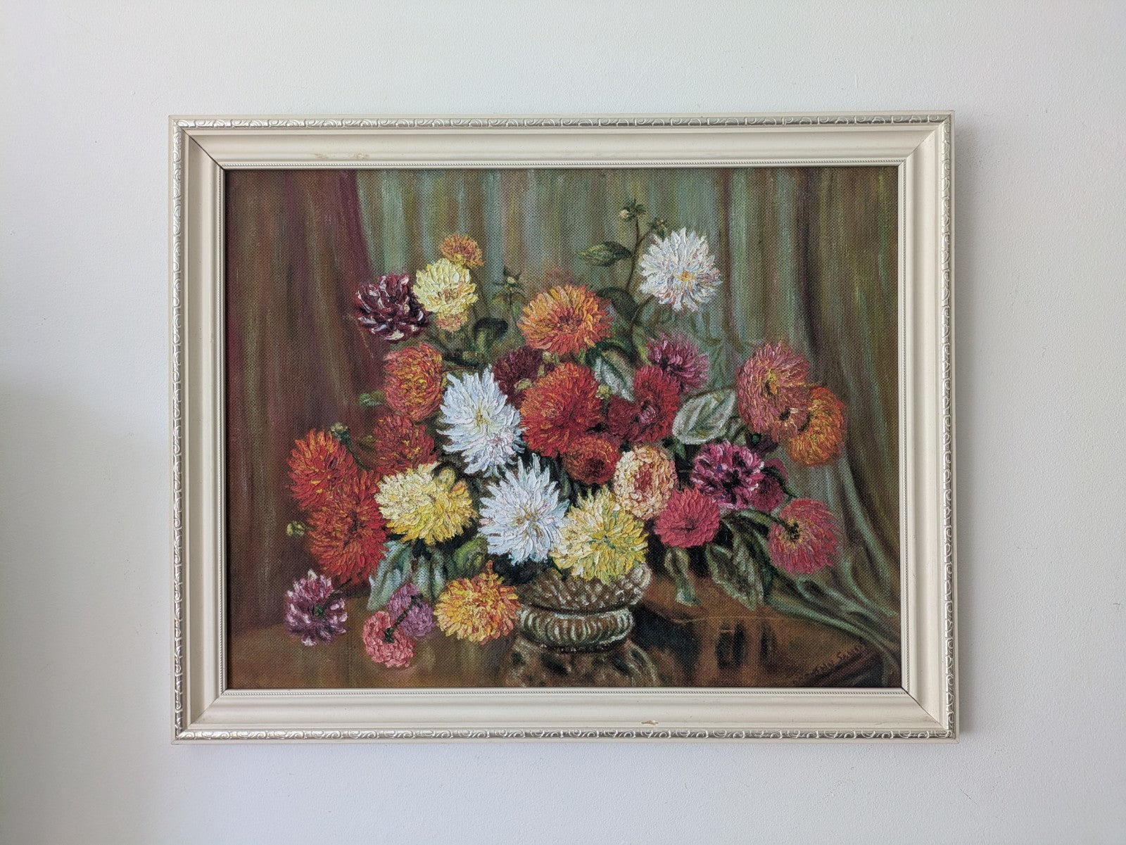 Vintage Still Life Painting Flowers Floral Bouquet Framed Vgc Old Signed D Sands