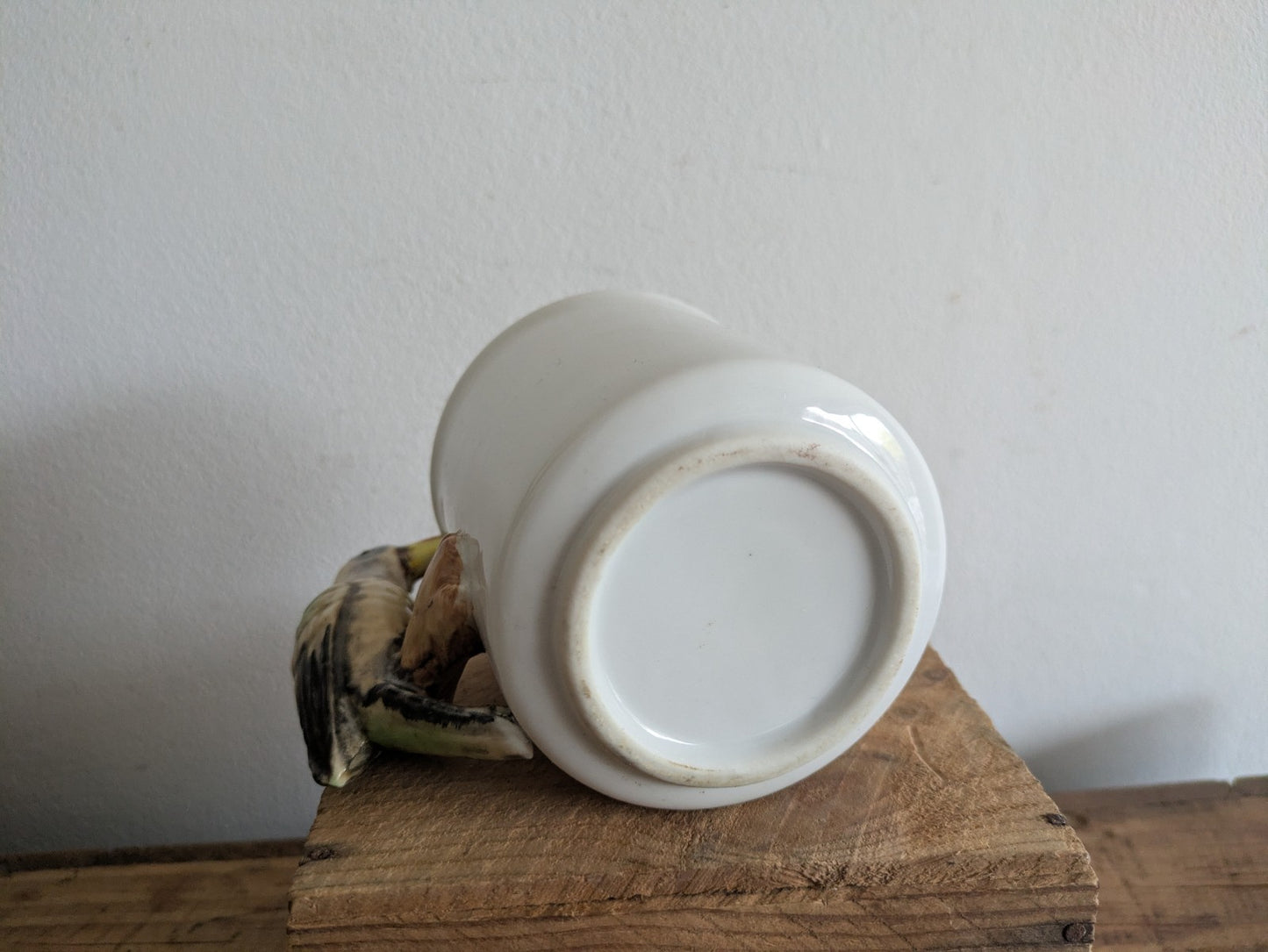 Vintage Ceramic Parrot Handle Coffee Mug Tea Cup Hand Painted Bird Rare Old Gift