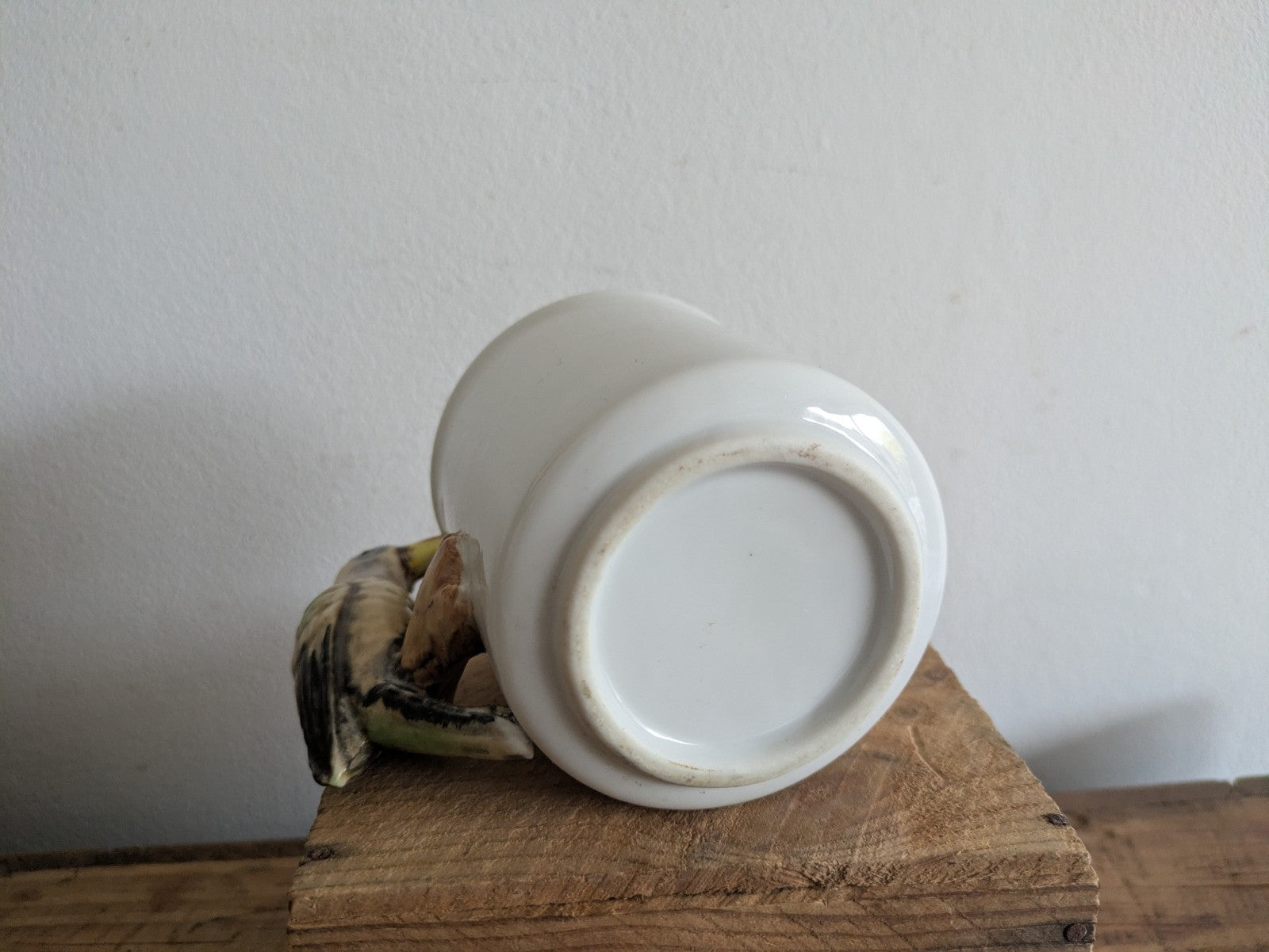 Vintage Ceramic Parrot Handle Coffee Mug Tea Cup Hand Painted Bird Rare Old Gift