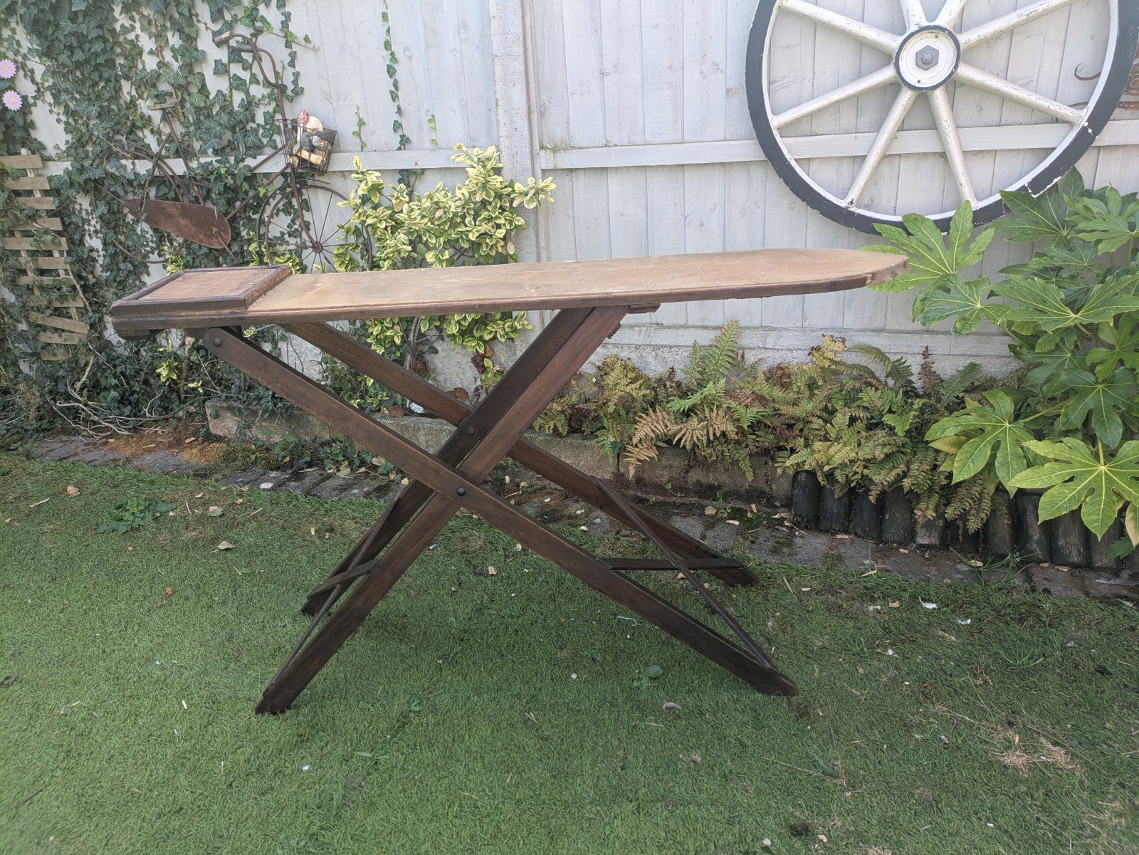 Antique Wooden Vintage Ironing Board Retro Prop TV Film Laundry Washing Iron Old