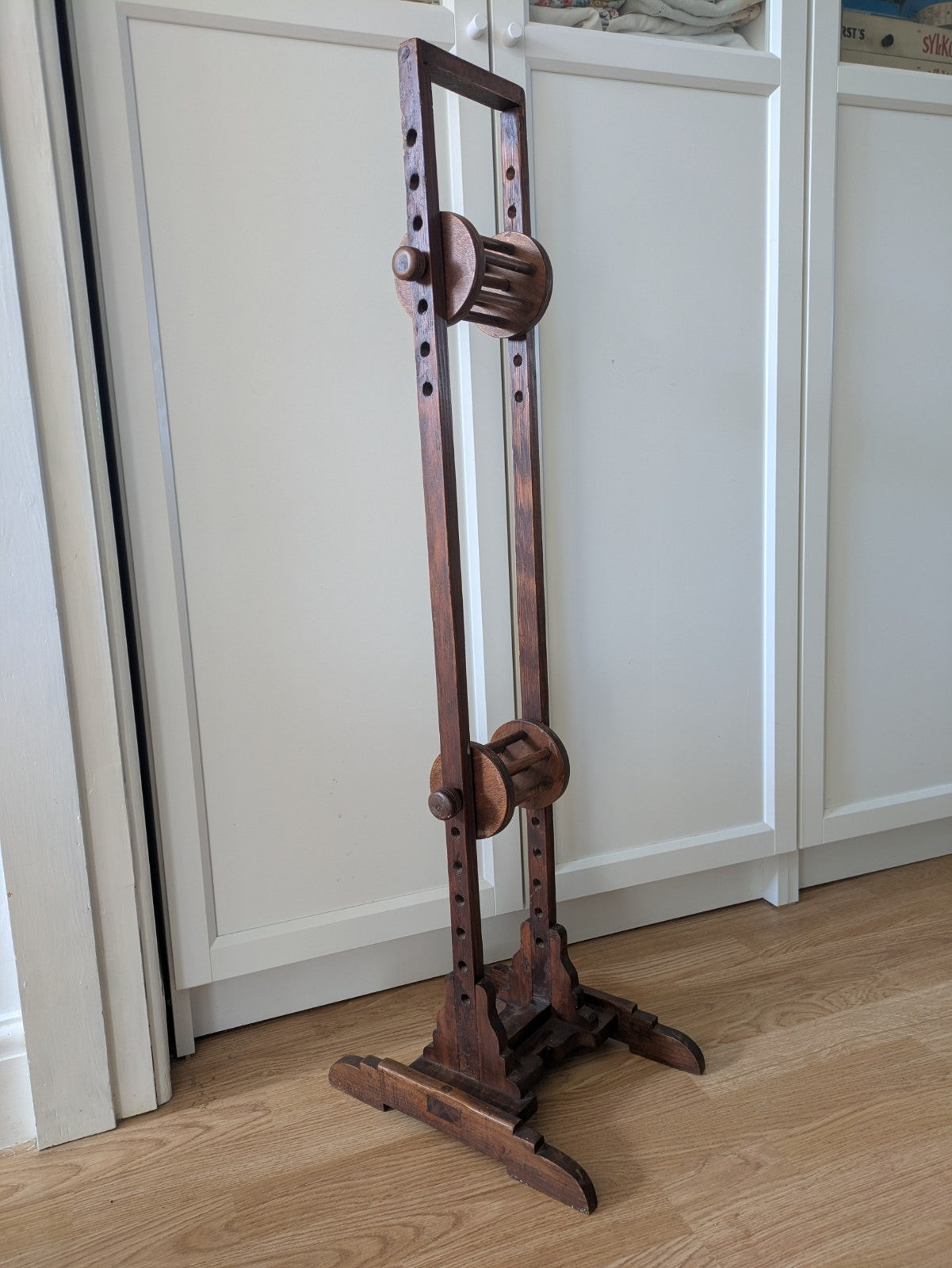 Antique Wool Winder Stand, English, Oak, Adjustable Yarn Swift, Victorian, Holde