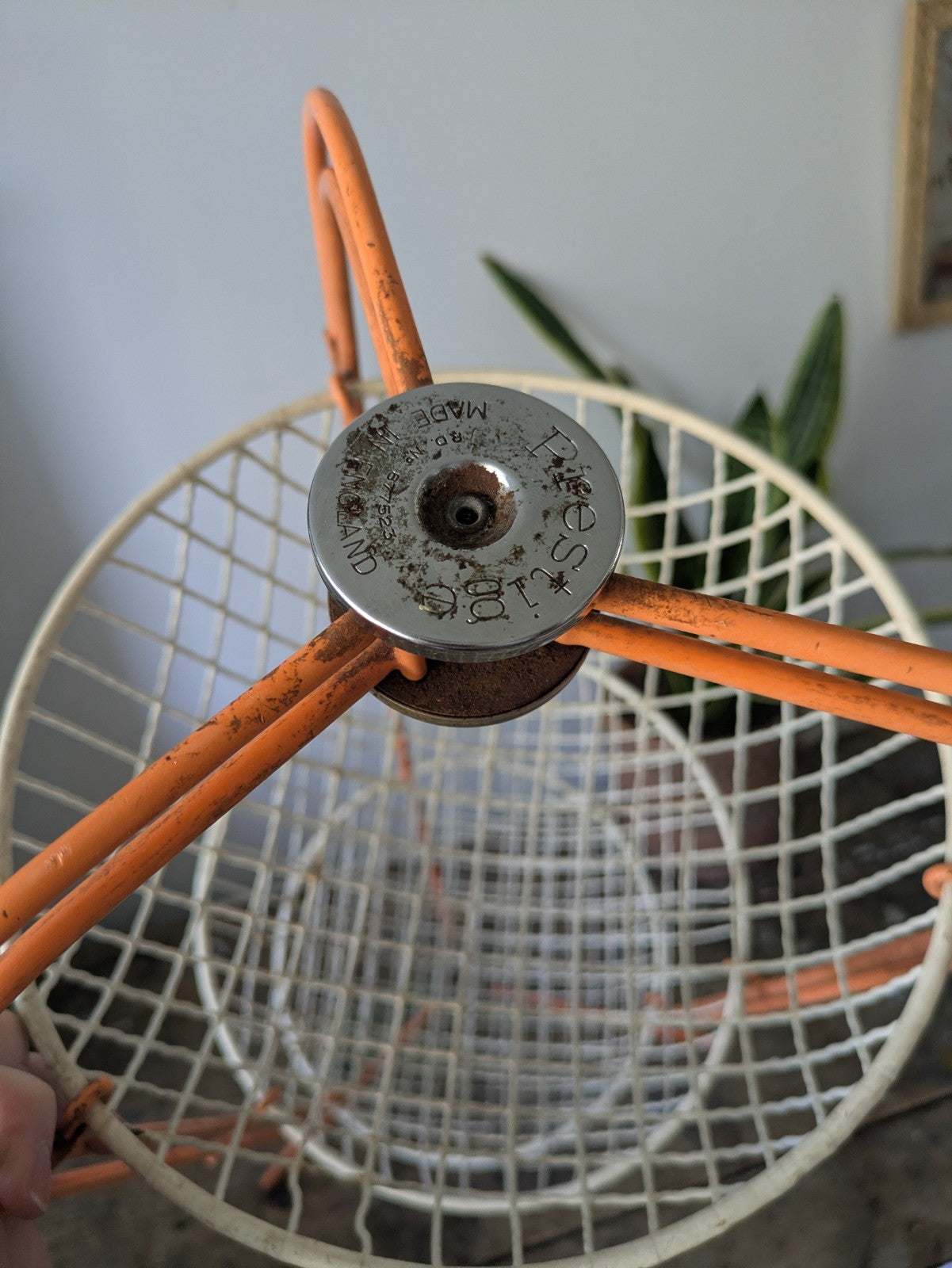 Vintage Mid Century 50 60s Prestige Veg Kitchen Rack Storage Wire Basket Orange