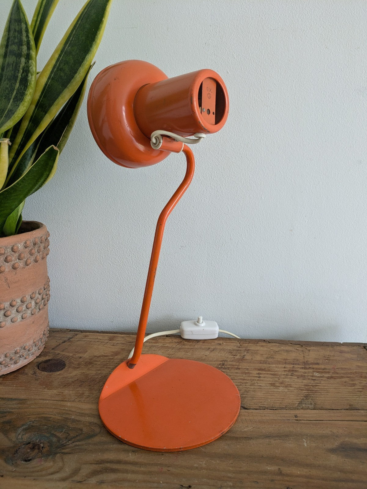 Vtg Midcentury German Leuchten Retro Desk Reading Lamp Light Orange Metal 60/70s