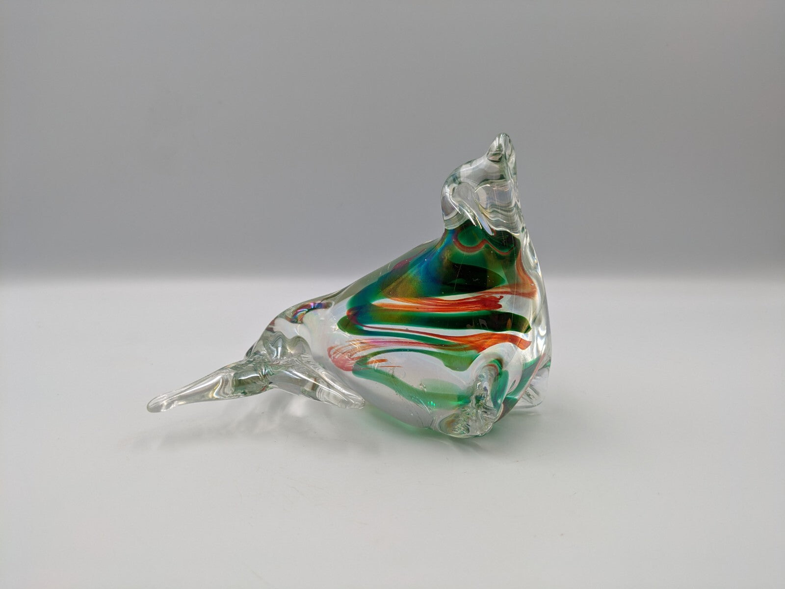Murano Multi Colour Iridescent Art Glass Seal Paperweight Seal figure ornament