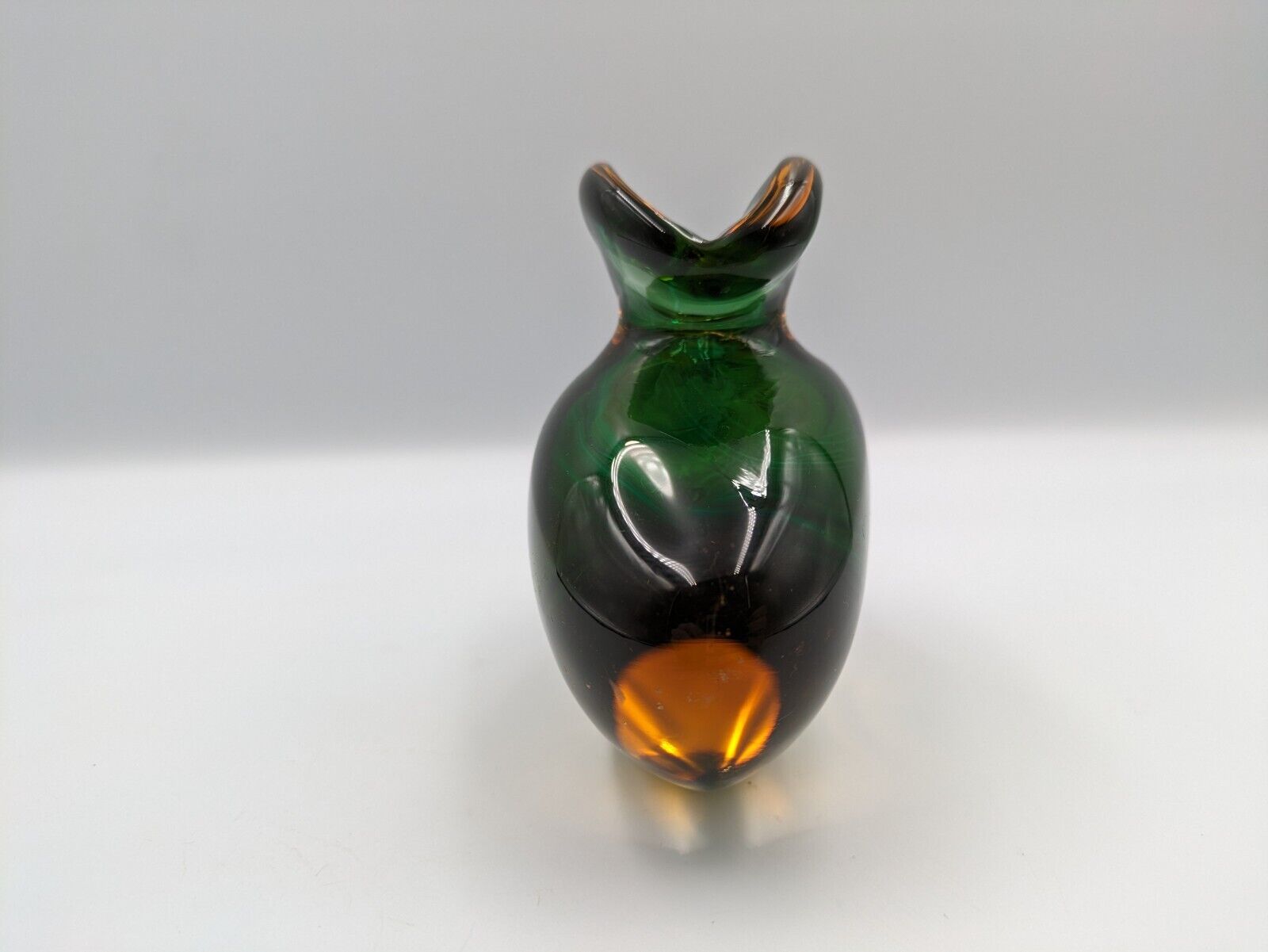Murano Sommerso Hand Blown Art glass Green Amber Cased Italian perfume Bottle UV