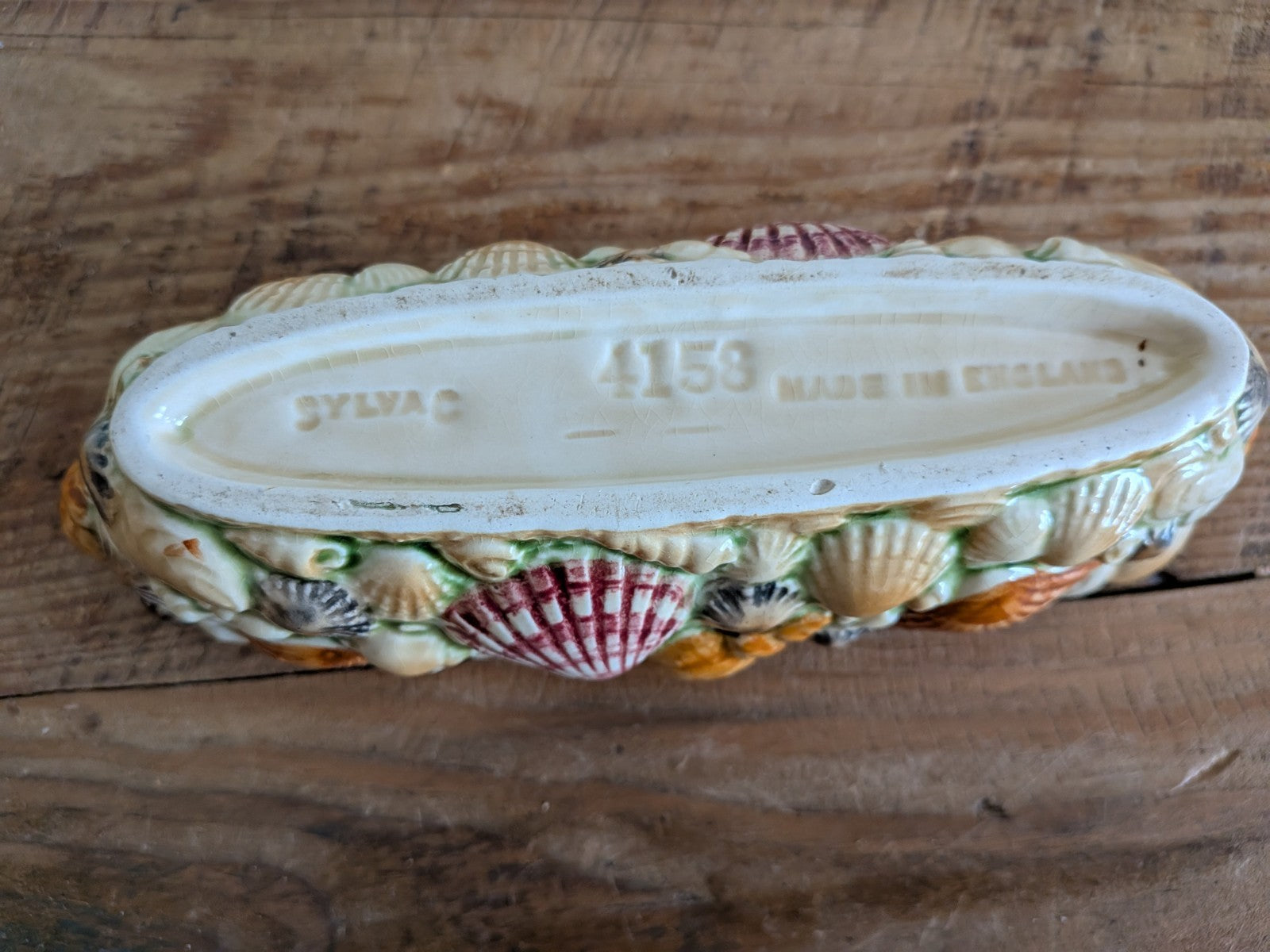 Sylvac Seashell Vase Ceramic Pottery Shell Marina England #4158 Raised Design
