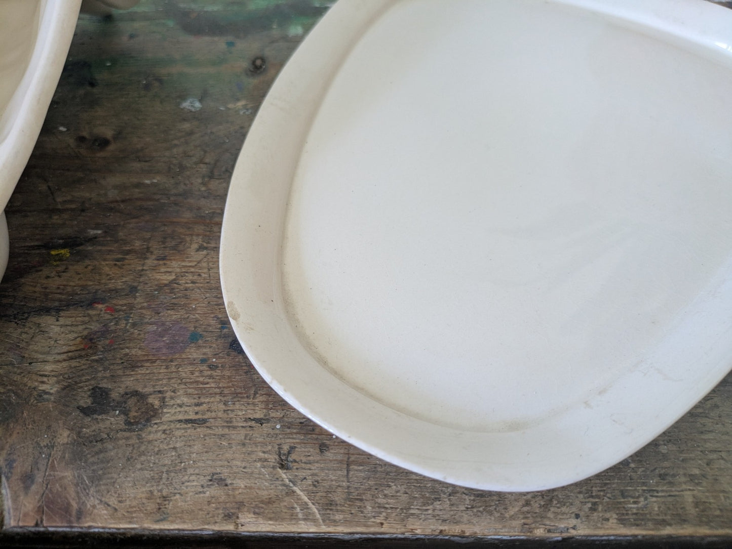 Rare Bull Head Cheese Dish Cloche With Plate Vintage Antique Cream Ceramic Old 