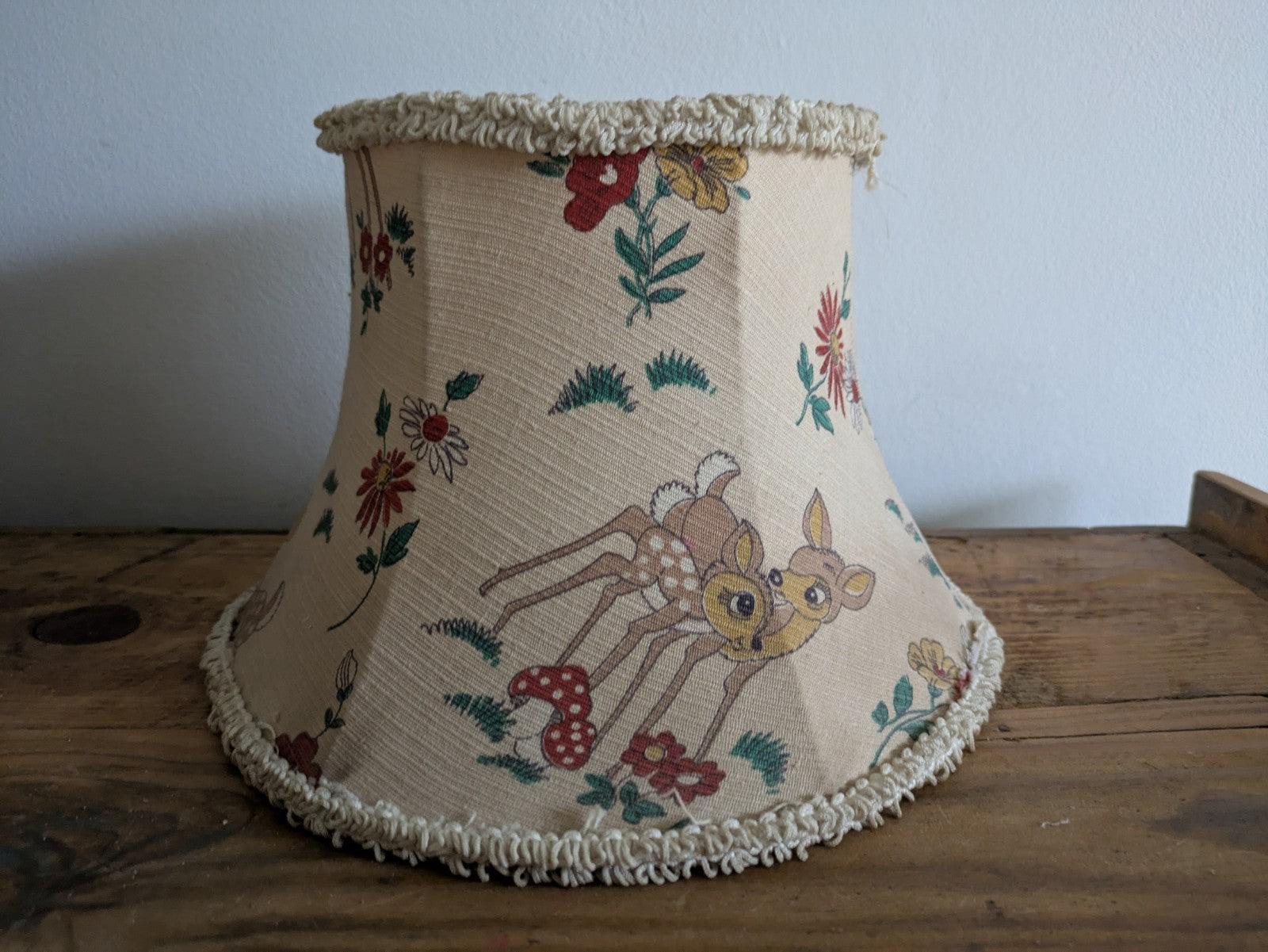 Vintage Deer Bambi Floral Lamp Shade Prop Light Mushroom Lampshade Childrens vgc