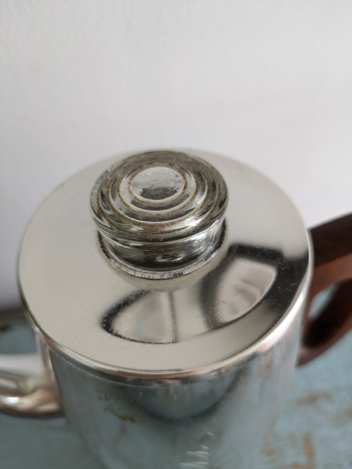 Vintage SONA J121 Coffee Pot Percolator Chrome Wood Handle Complete 70s Prop