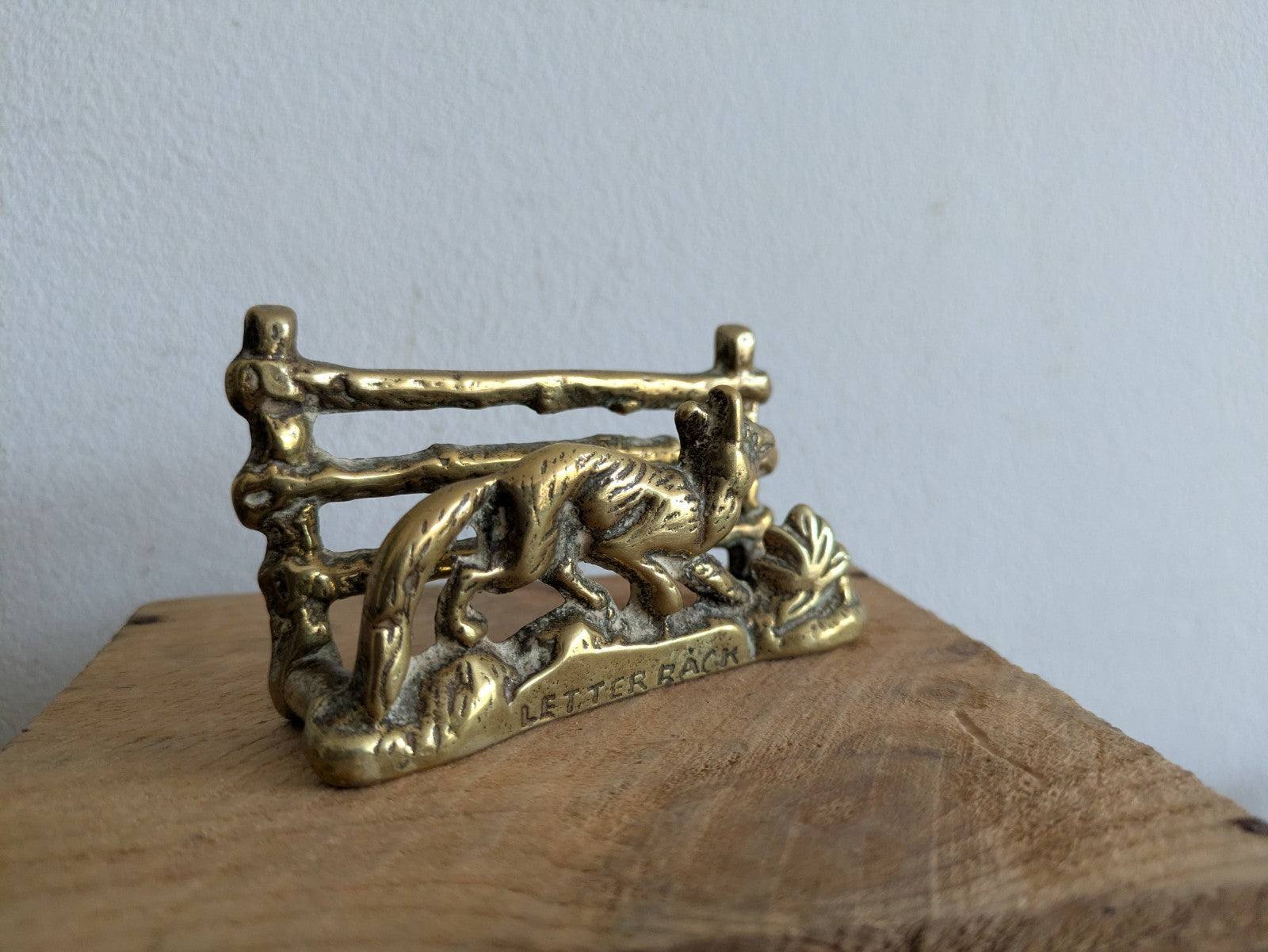 Antique Brass Letter Rack Circa 1890 Fox By The Fence Ornate Design Vintage Vgc