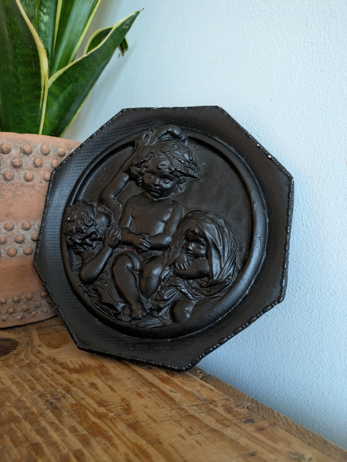 Edward William Wyon Plaster Wall Relief Plaque Marble Cherubs Calmady Children