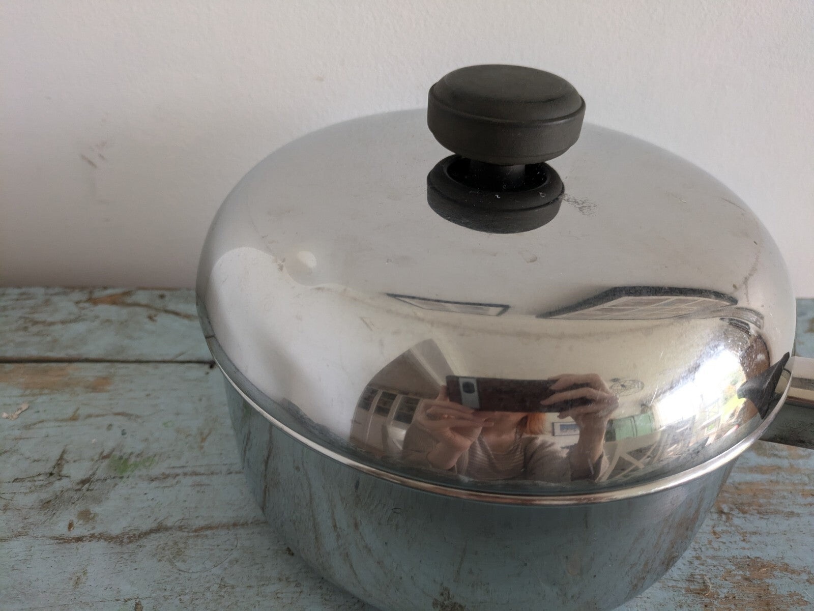 Vintage Retro Meyer Stainless Steel Cookware Stock Pot Saucepan w/lid Prop Old
