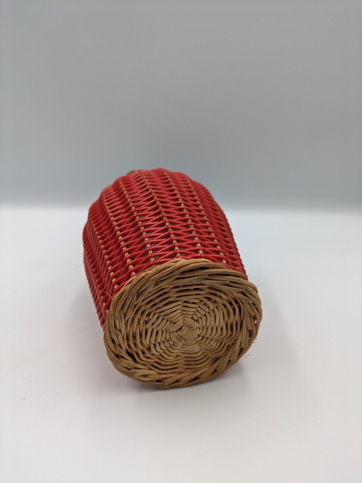 Vintage Wicker Plastic Over Glass Wine Bottle Flagon Demijohn Jug Red Retro Vgc
