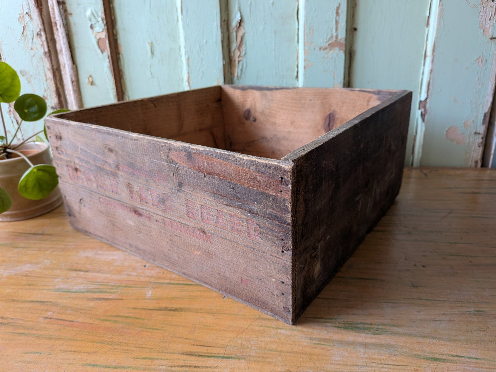 Vintage Danish Lard Board Wooden Box  Crate Storage Prop Kitchen Advertising 