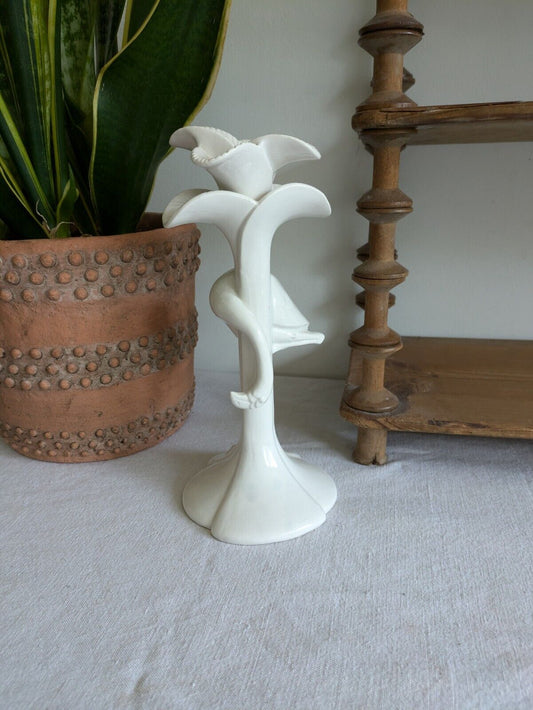 RARE Retro 1980's FITZ & FLOYD JAPAN Flamingo PORCELAIN Candle Holder White Old