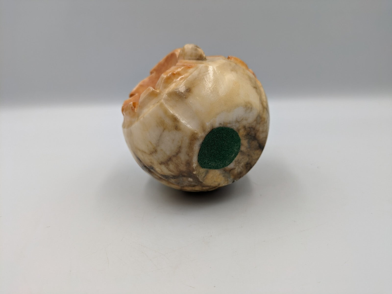 Vintage Retro Kitsch Alabaster Stone Owl Carved Yellow Glass Eyes Stone 7.5cm
