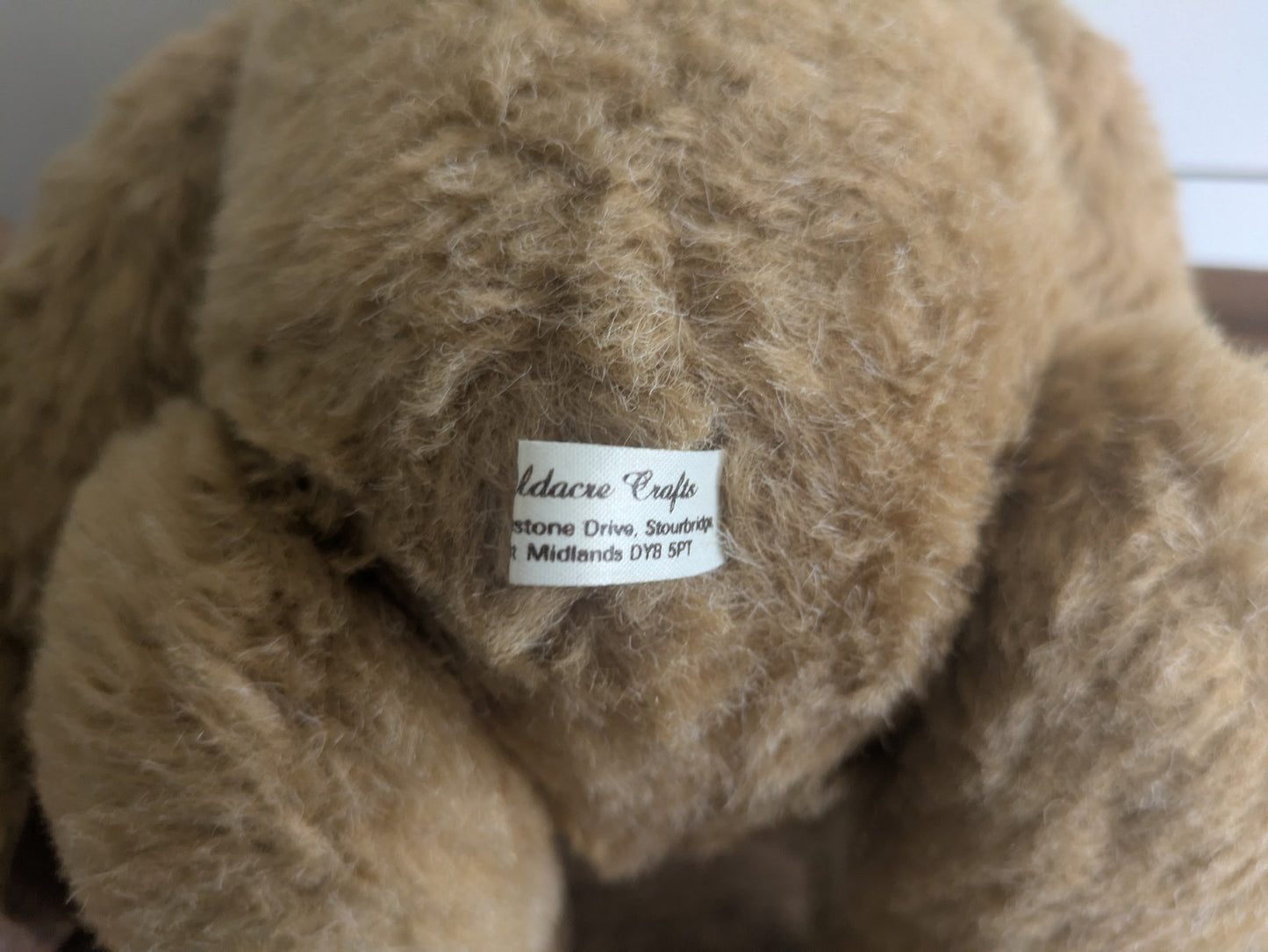 Vintage Old Mohair Teddy Bear Soft Toy Jointed Limbs Oldacre Crafts UK 70s 80s