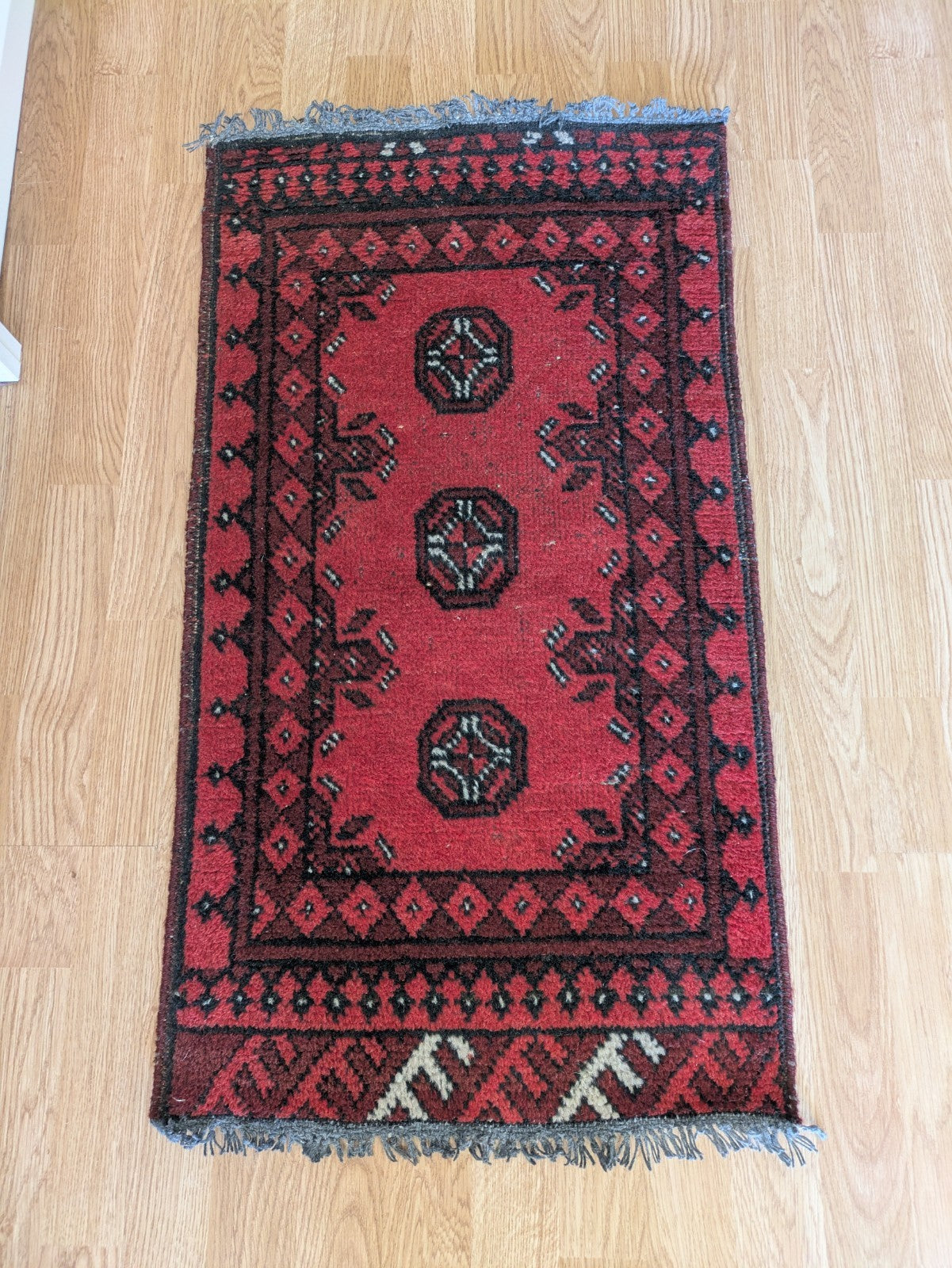 Vintage Oriental Turkish Wool Rug Red Tones 48.5 x 90cm Eastern Kayam Carpet 