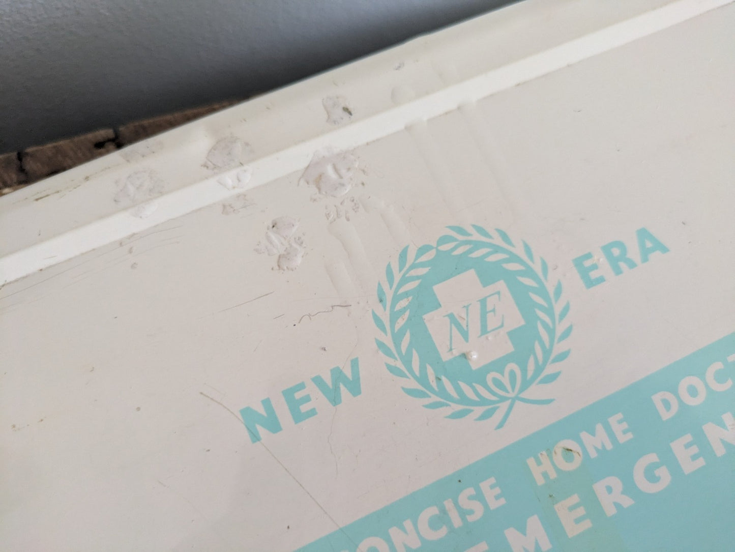 Vintage New Era First Aid Tin Metal Box Storage Prop Medical Retro Bathroom Old