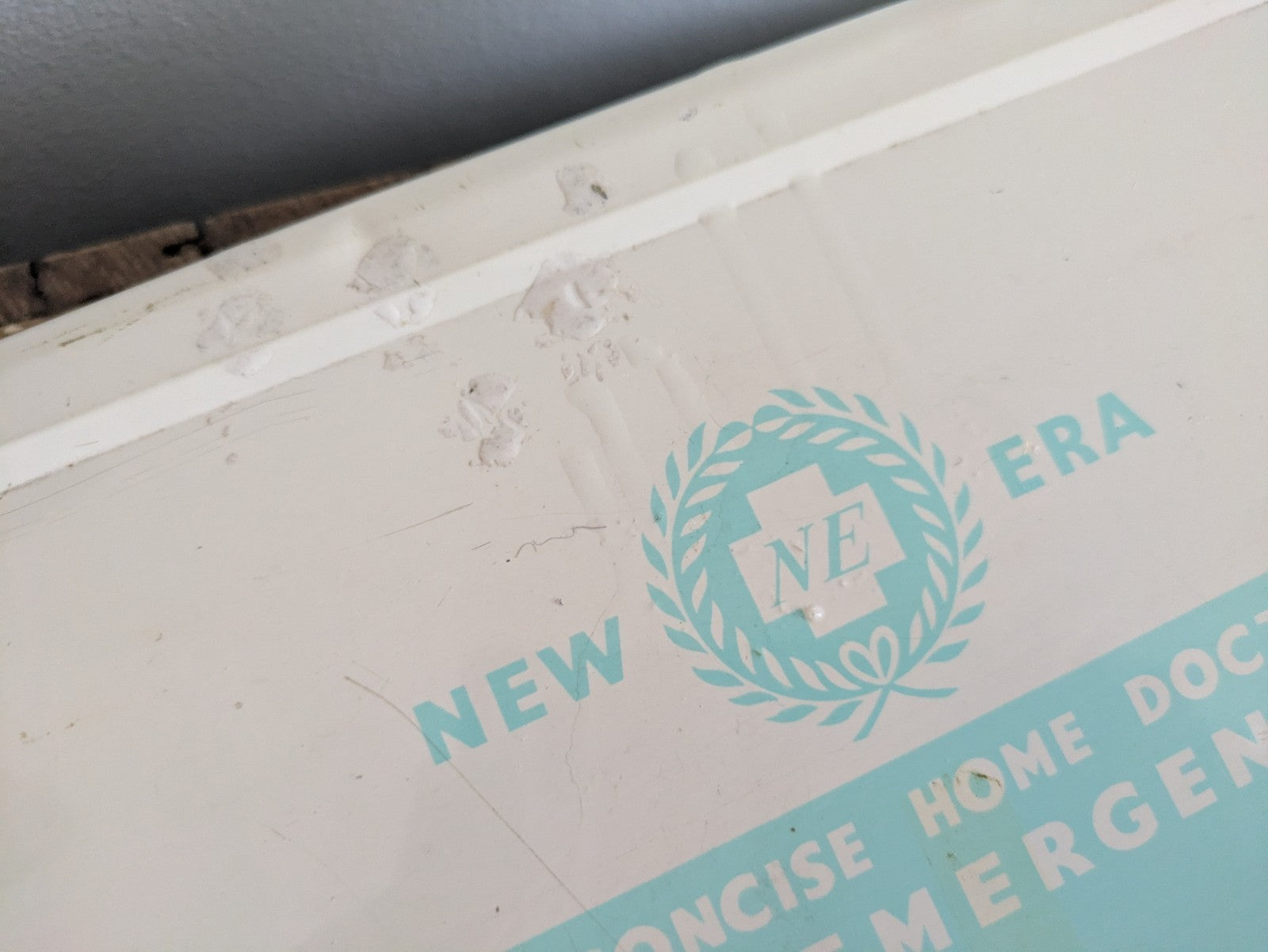 Vintage New Era First Aid Tin Metal Box Storage Prop Medical Retro Bathroom Old