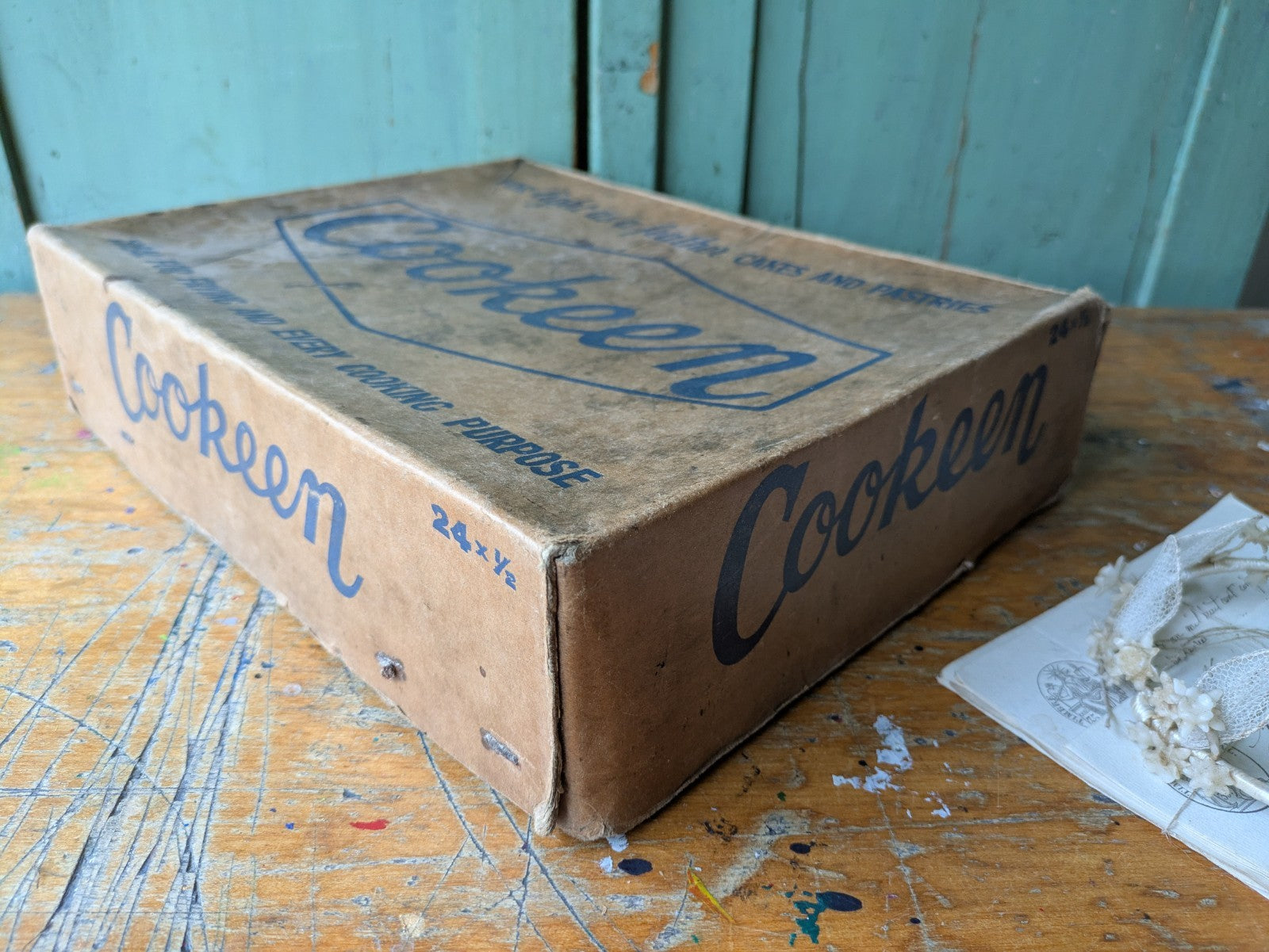 Cookeen Box Vintage Packaging Kitchenalia Food Advertising Cakes Pastries Prop