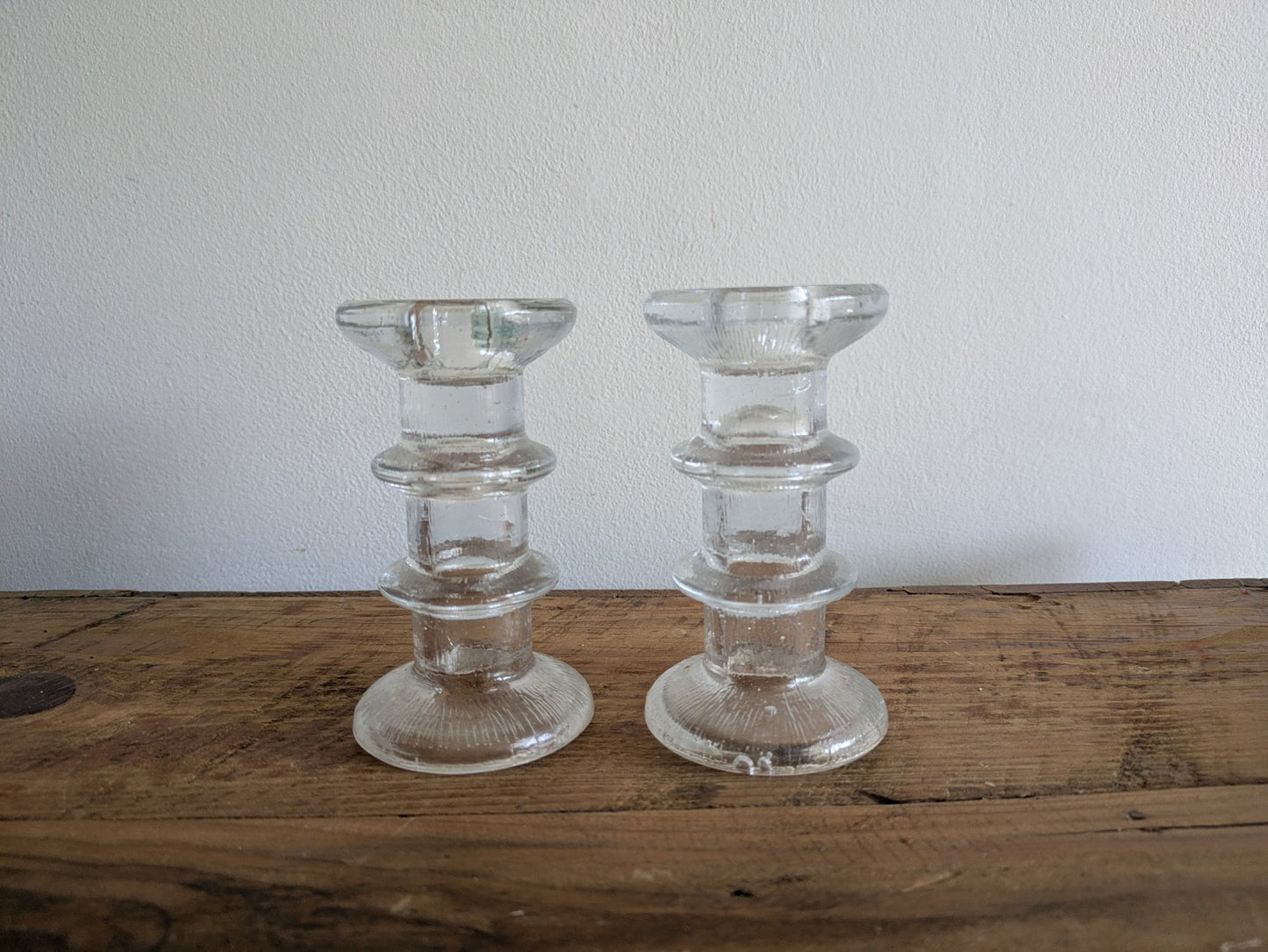 Pair Of Vintage Luminarc 'Nordic' Candle Holders MCM Retro Scandi Candle Sticks 