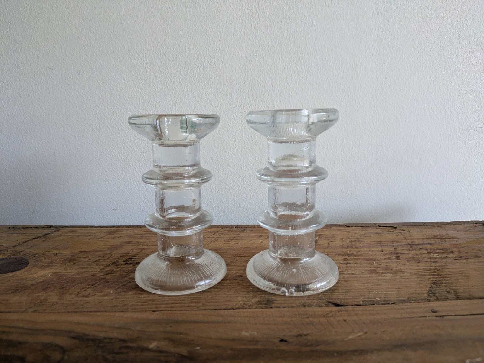 Pair Of Vintage Luminarc 'Nordic' Candle Holders MCM Retro Scandi Candle Sticks 
