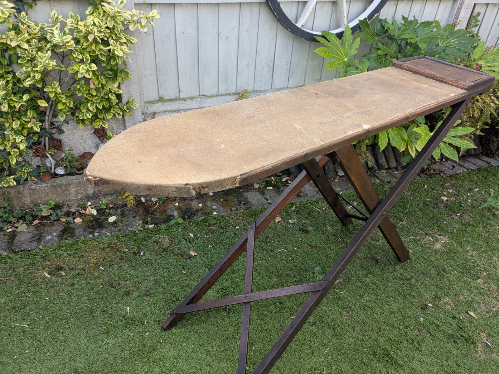Antique Wooden Vintage Ironing Board Retro Prop TV Film Laundry Washing Iron Old